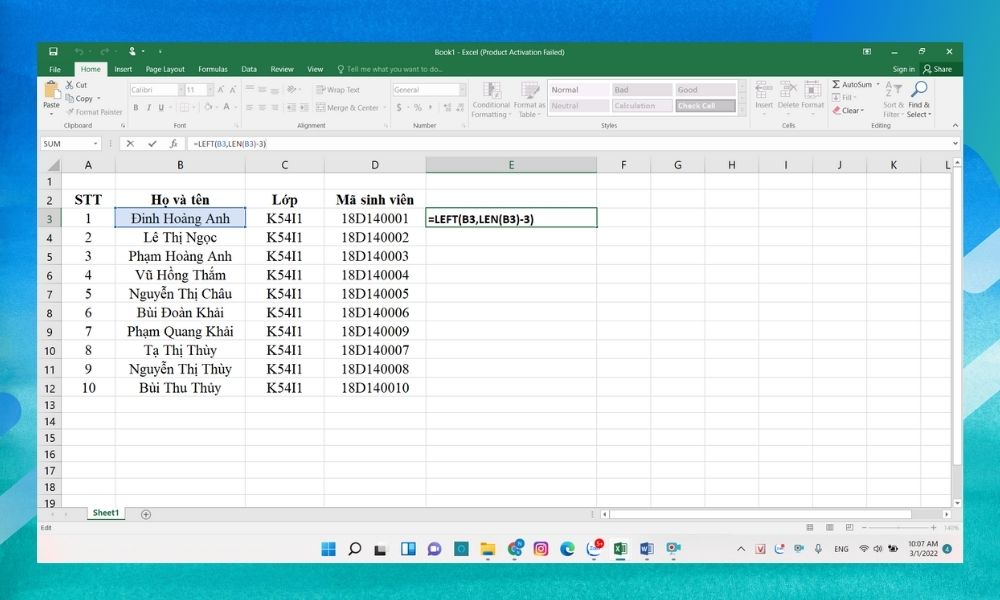 Tìm hiểu công cụ hàm Left trong excel cực chi tiết cho người mới bắt đầu