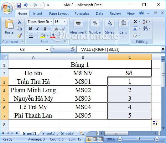 Cách sử dụng hàm VALUE trong Excel