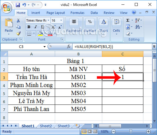 Cách sử dụng hàm VALUE trong Excel