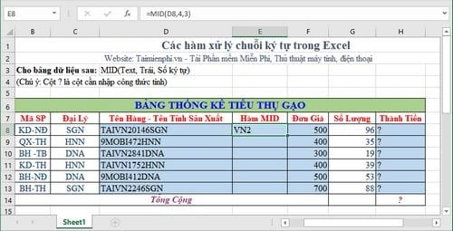 Tổng hợp các hàm xử lý chuỗi ký tự trong Excel ứng dụng văn phòng - Bach Khoa 4