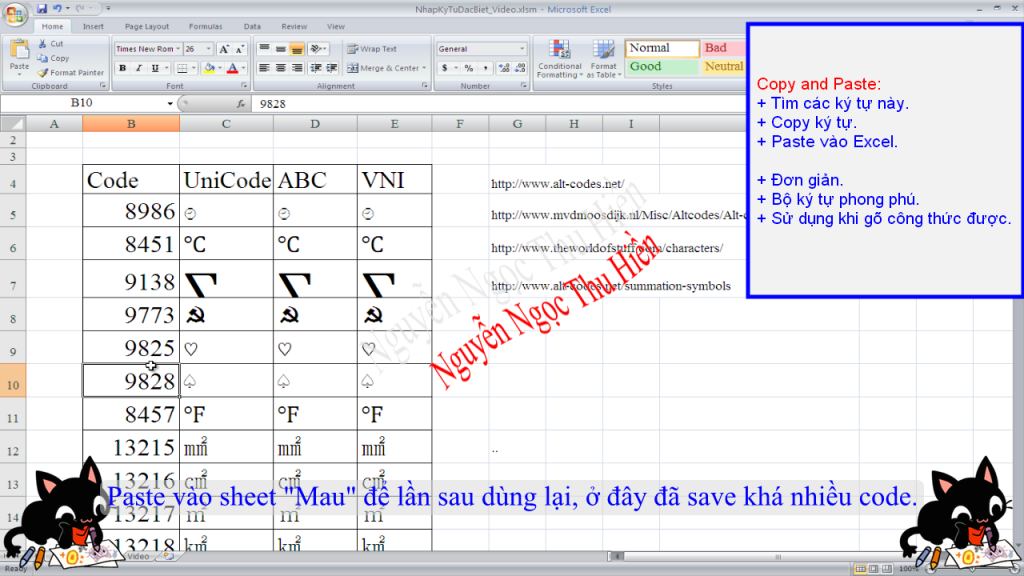 Cách chèn và sử dụng ký tự đặc biệt trong Excel