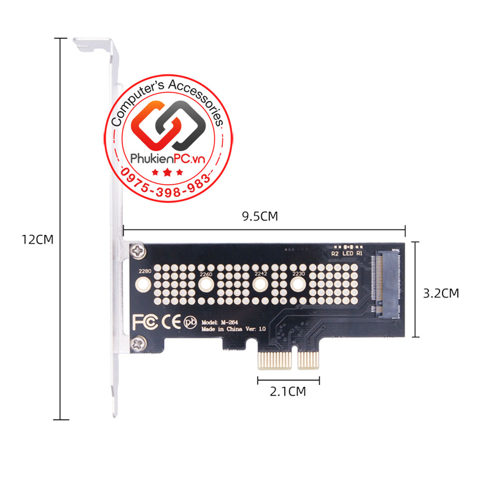 Card gắn ổ cứng SSD M2 PCIe NVMe 2280 to PCI-E 1X GEN3 GEN4 GEN5