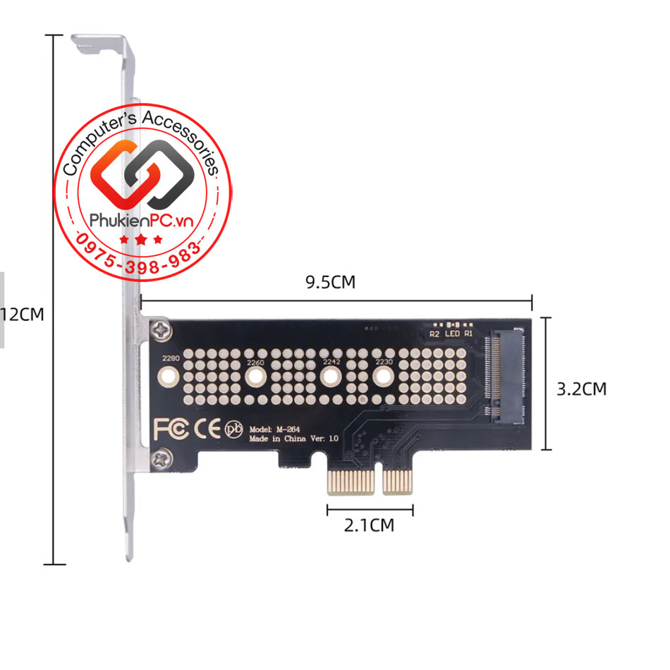 Card gắn ổ cứng SSD M2 PCIe NVMe 2280 to PCI-E 1X GEN3 GEN4 GEN5