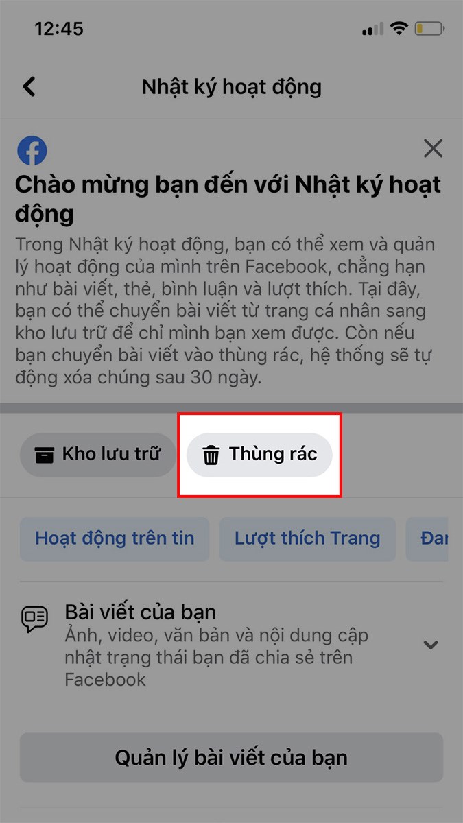 Thùng rác Facebook ở đâu? 4 cách vào thùng rác trên Facebook