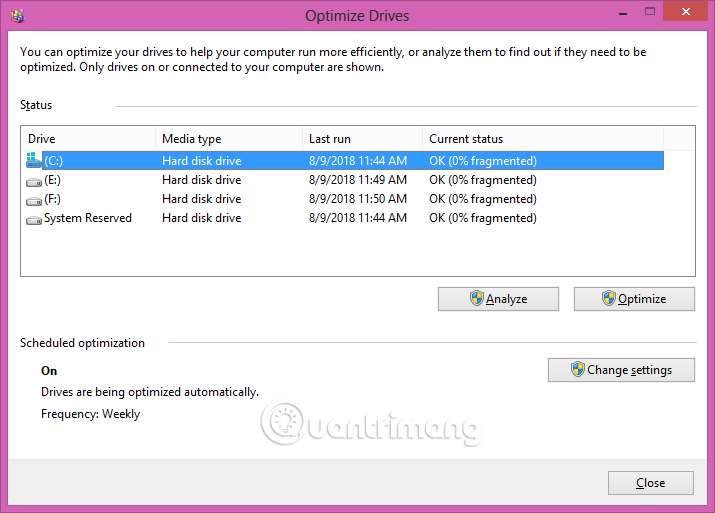 Sử dụng Disk Defragmenter trong Windows