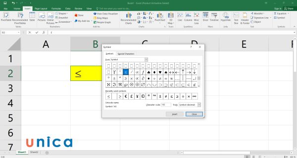 Hướng dẫn cách viết dấu lớn hơn hoặc bằng dấu khác trong excel