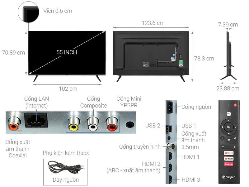 Tivi Led CASPER 55UGA610 55 inch 4K-Ultra HD Android 11.0