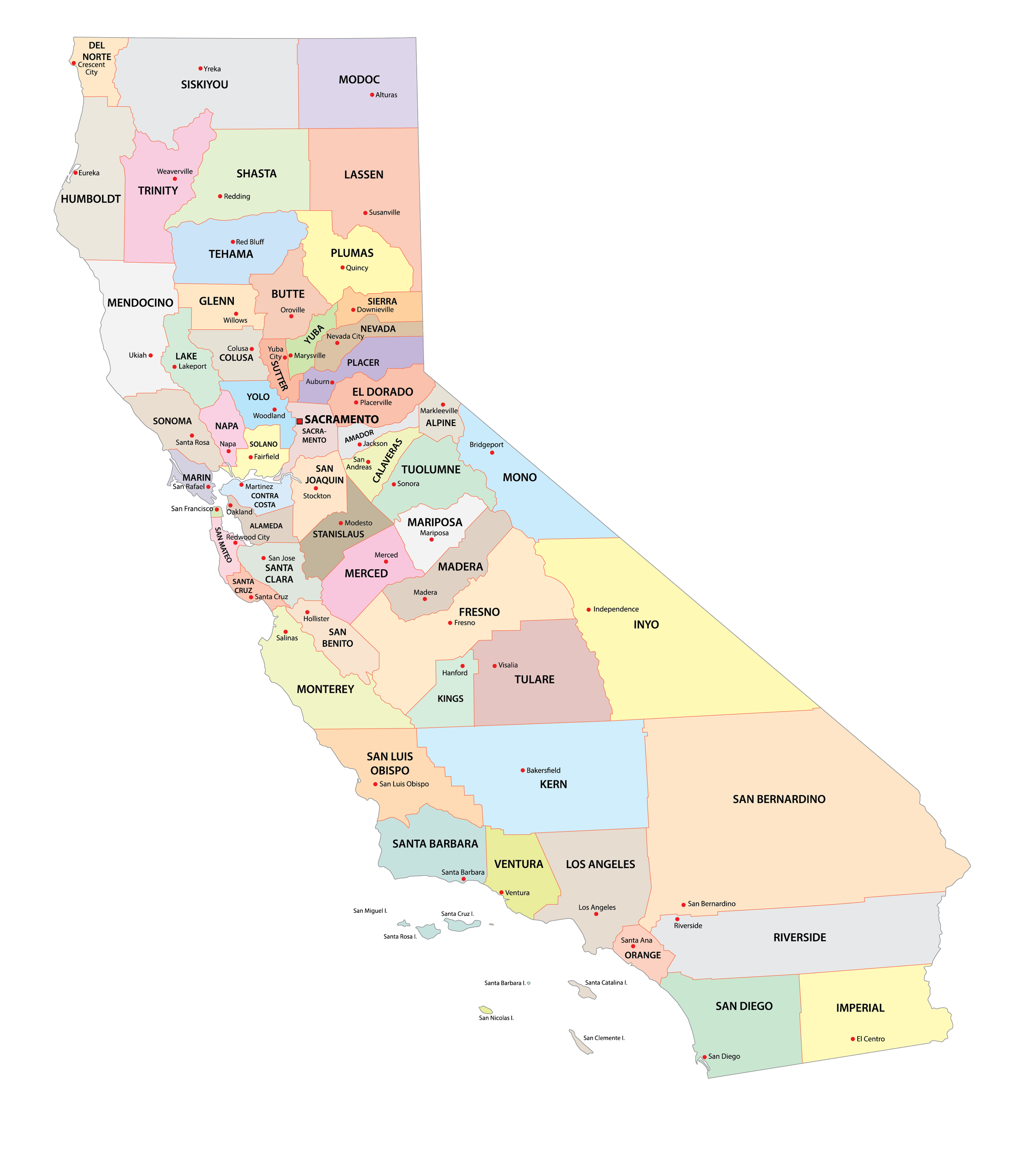 Thông tin, bản đồ bang California (Mỹ) | Map of California