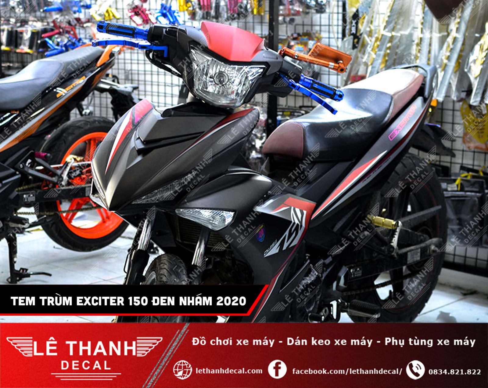 Tem trùm Exciter 150 đen nhám 2020 chất phát ngất