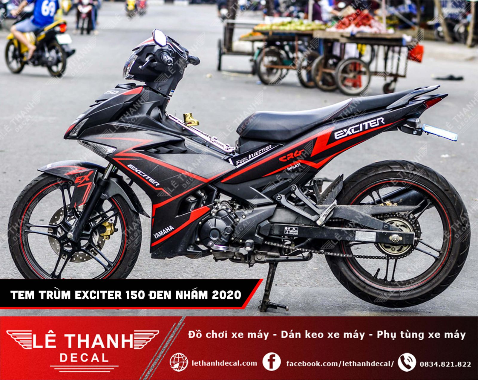 Tem trùm Exciter 150 đen nhám 2020 chất phát ngất