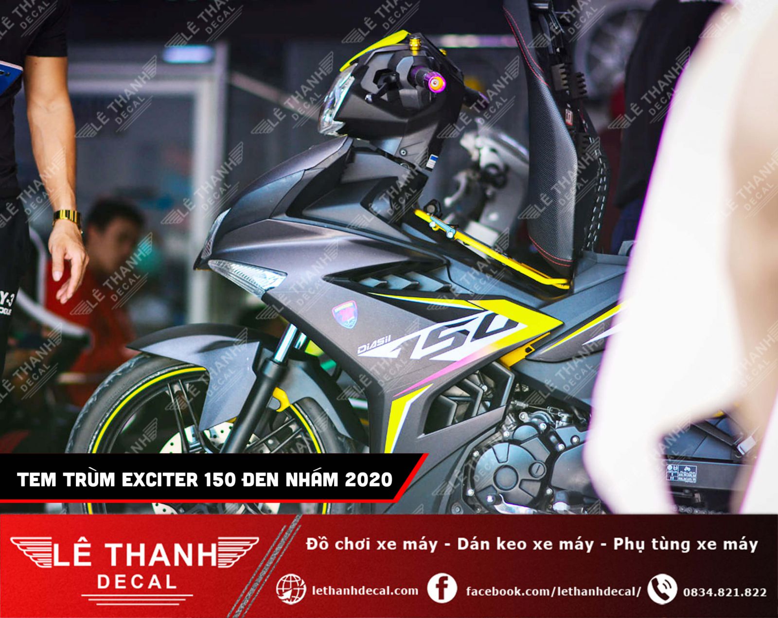 Tem trùm Exciter 150 đen nhám 2020 chất phát ngất