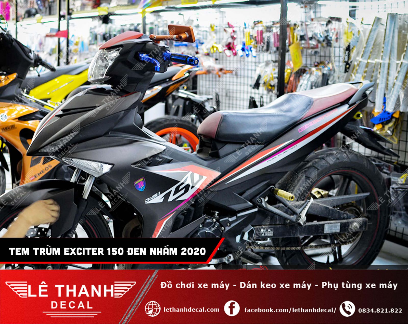 Tem trùm Exciter 150 đen nhám 2020 chất phát ngất