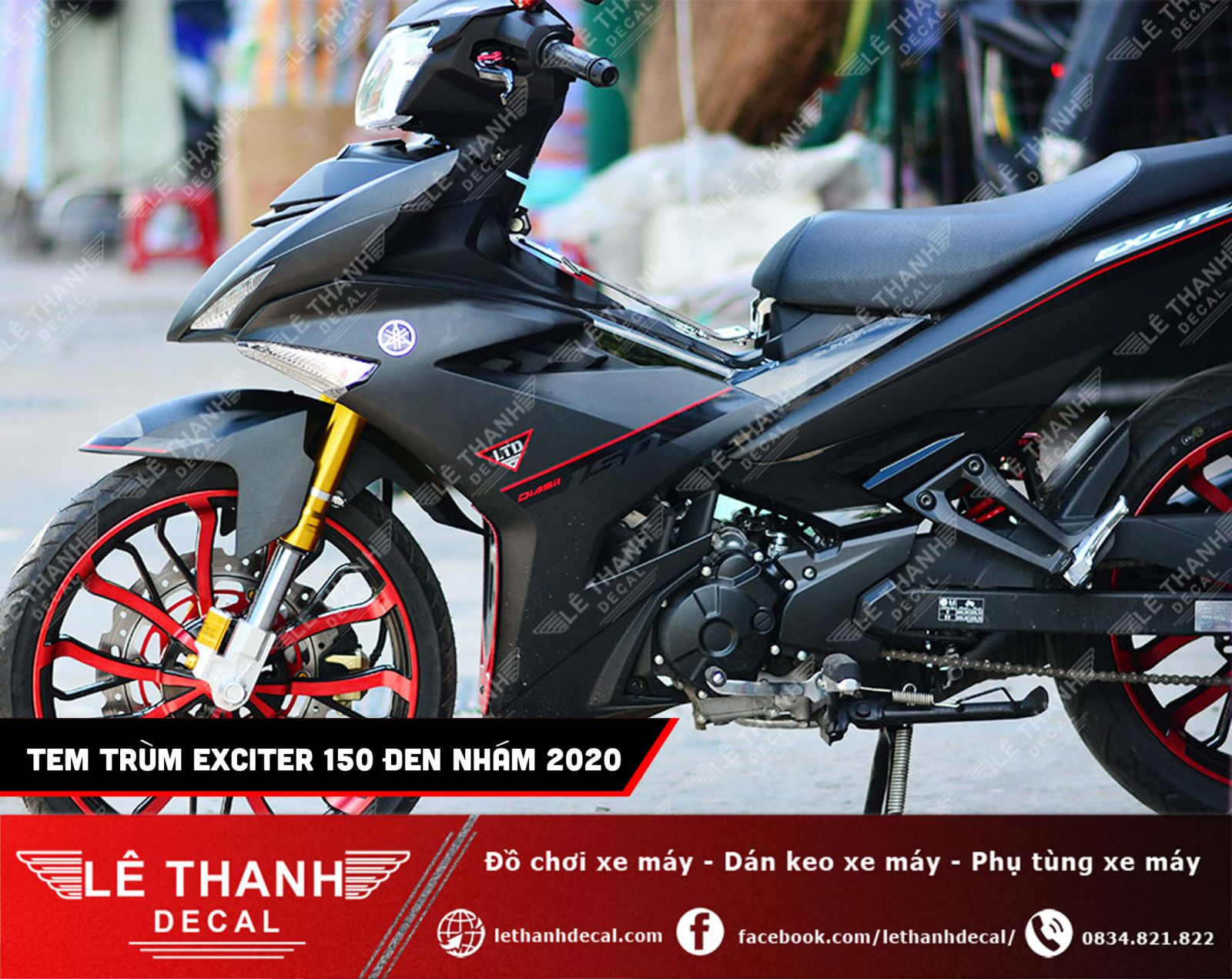 Tem trùm Exciter 150 đen nhám 2020 chất phát ngất