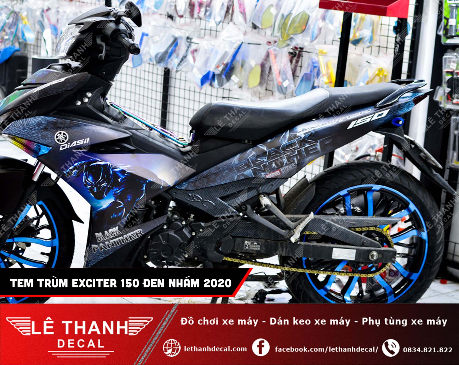 Tem trùm Exciter 150 đen nhám 2020 chất phát ngất