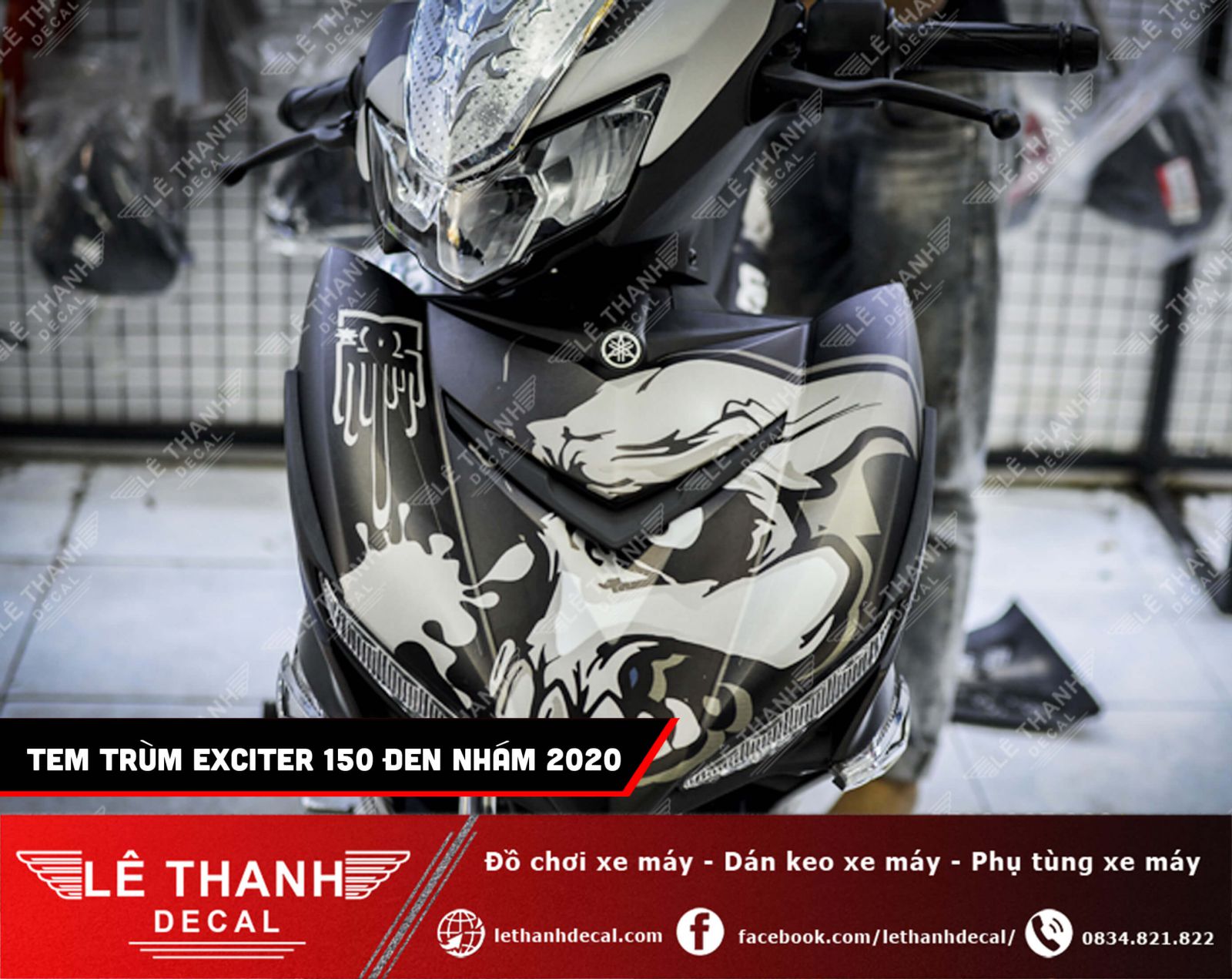 Tem trùm Exciter 150 đen nhám 2020 chất phát ngất