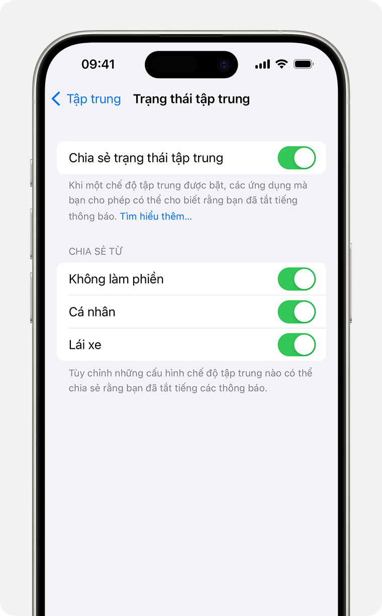 Sử dụng chế độ Tập trung lái xe trên iPhone để tập trung vào đường đi