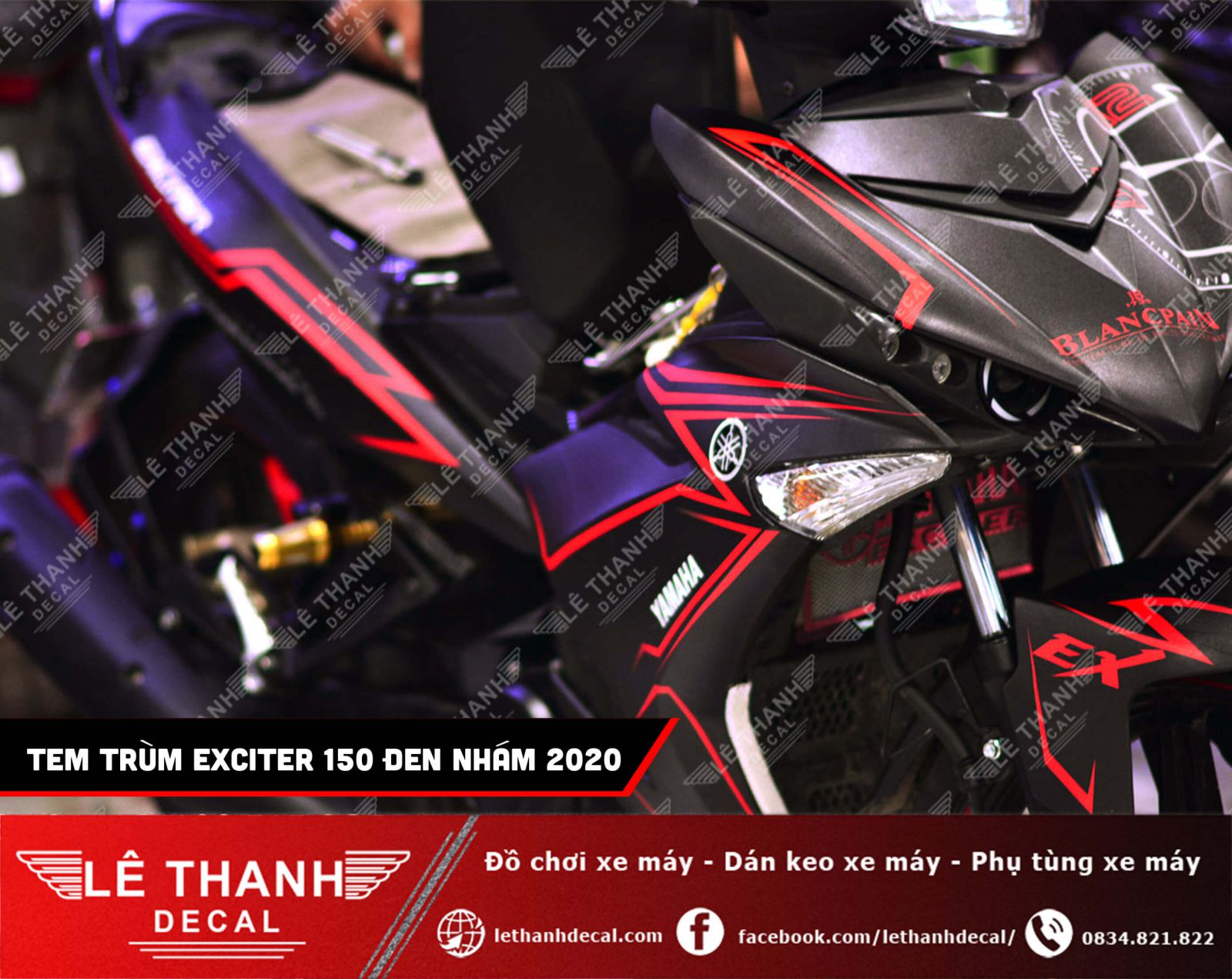 Tem trùm Exciter 150 đen nhám 2020 chất phát ngất