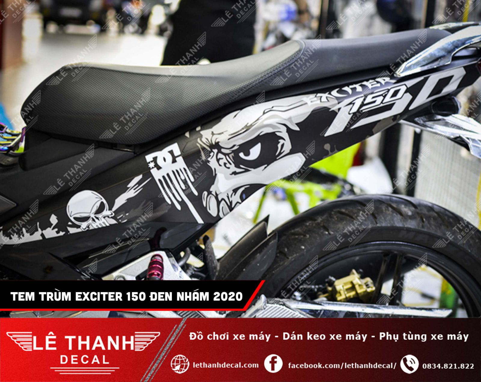 Tem trùm Exciter 150 đen nhám 2020 chất phát ngất